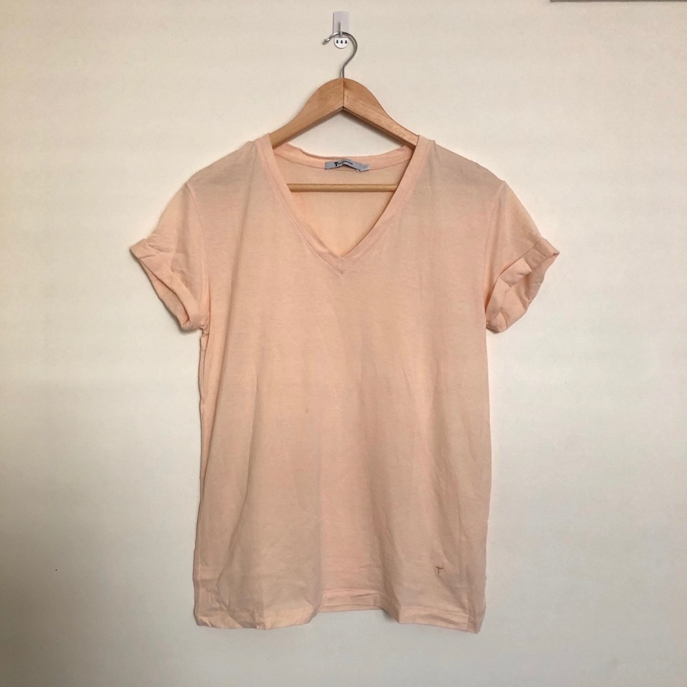 T By Alexander Wang Peach V Neck Tee